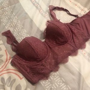 Victoria’s Secret dusty rose long line lace bra